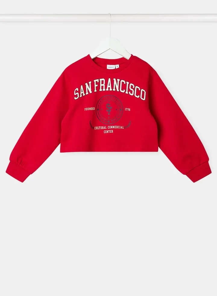 Kids Slogan Crop Sweatshirt