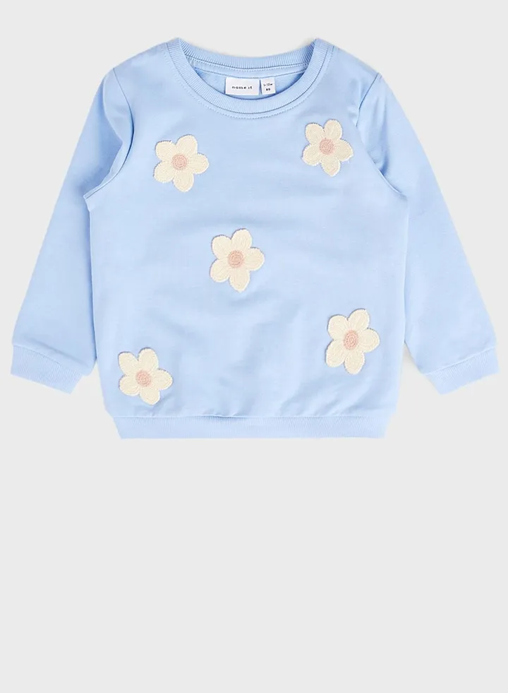 Kids Flower Applique Sweatshirt
