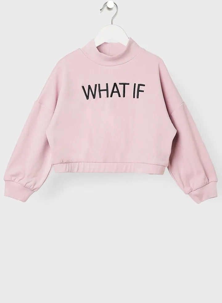 Kids Slogan Long Sleeve Sweatshirt