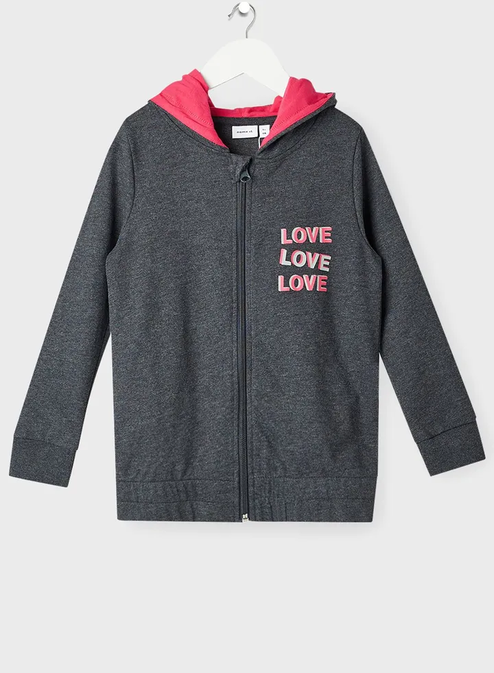 Kids Slogan Print Hoodie