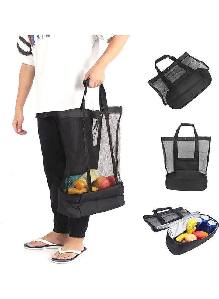 Beach Tote With Insulated Cooler Bag