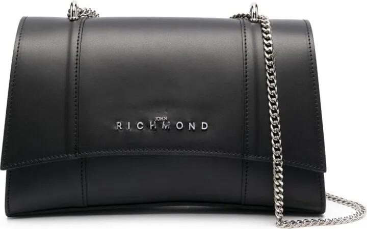 Logo-Lettering Leather Shoulder Bag