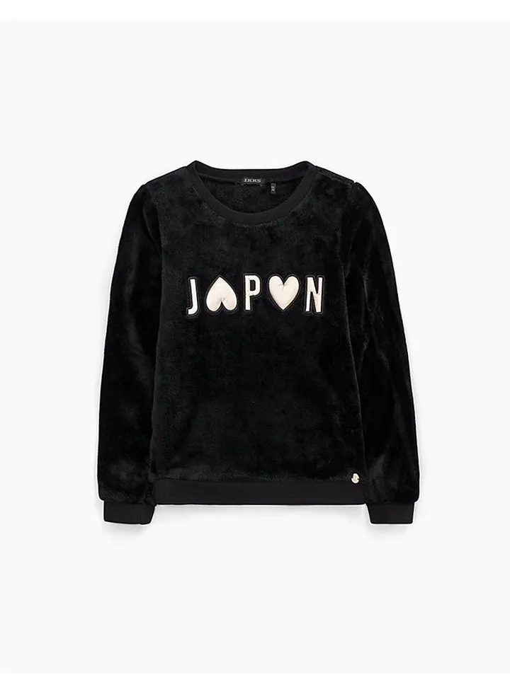 Japan Print Long Sleeves Sweatshirt Black