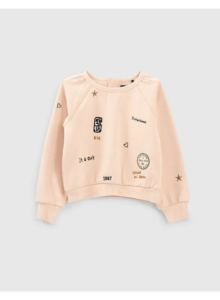 Powder Embroidered Sweatshirt Old Pink