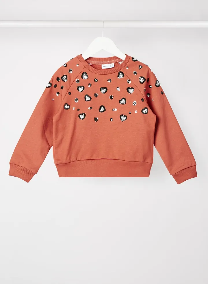 Girls Sequin Long Sleeve Sweatshirt Red