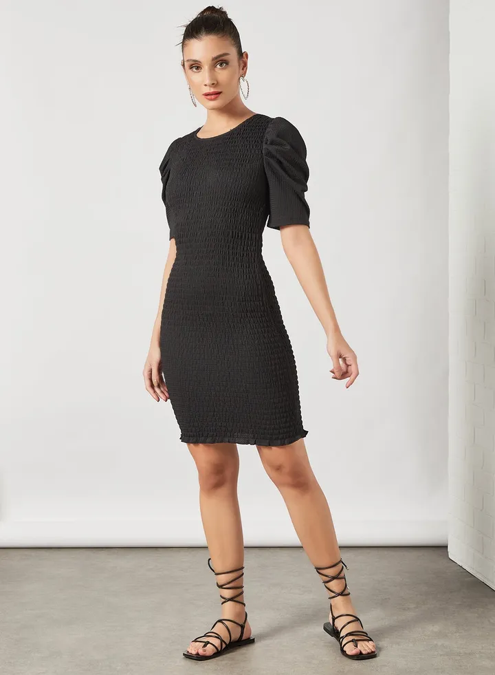 Smocked Dress Black