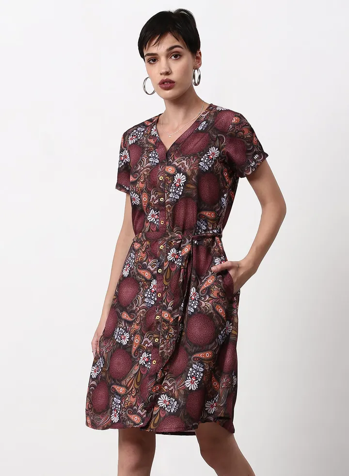 Regular Fit Casual Dress Brown