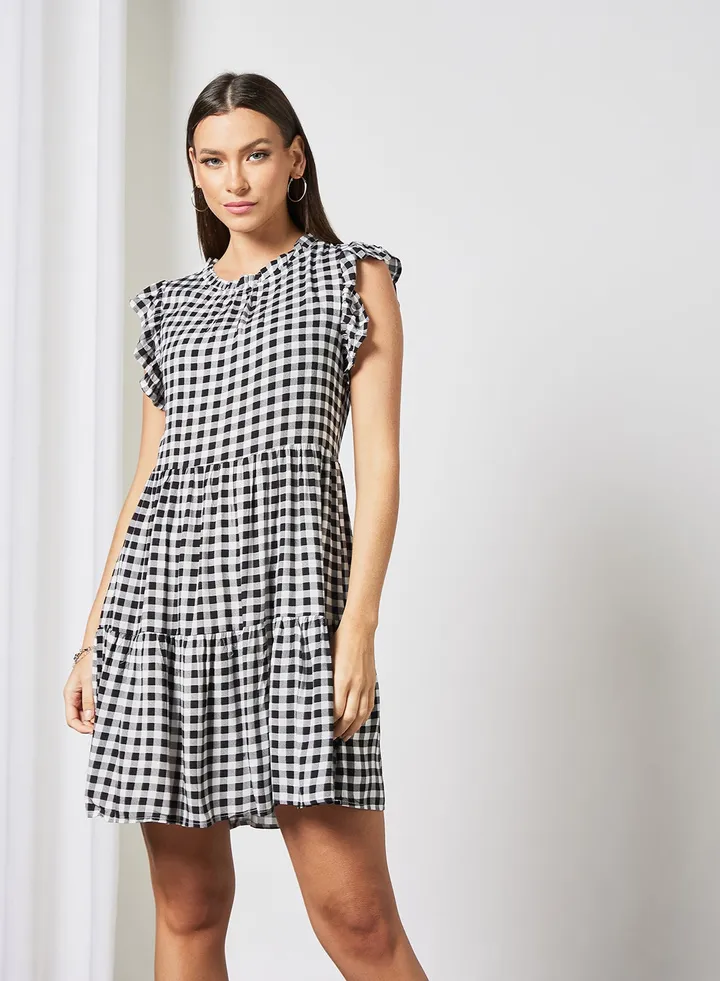 Checkered Dress Black/White