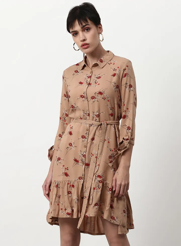 Regular Fit Casual Dress Brown