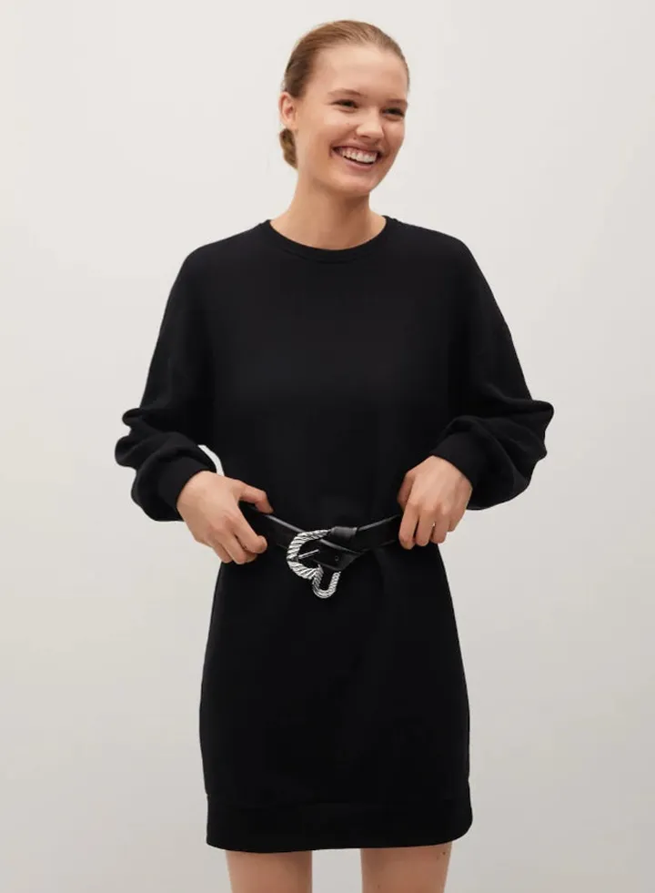 Oversized Sweatshirt Dress Black
