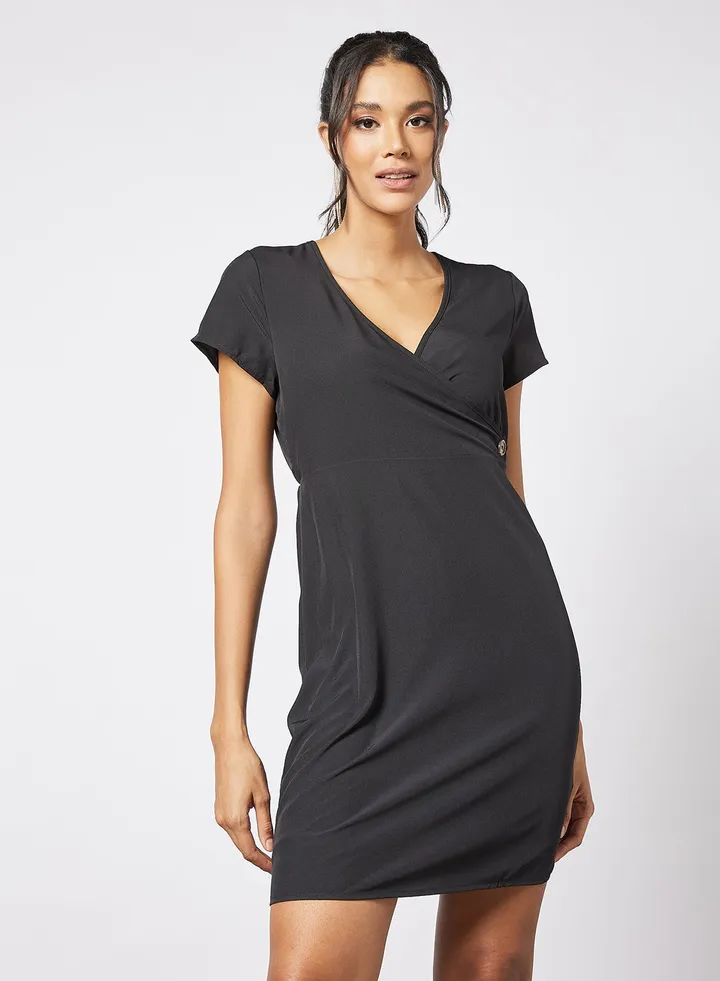 Woven Mini Dress Black