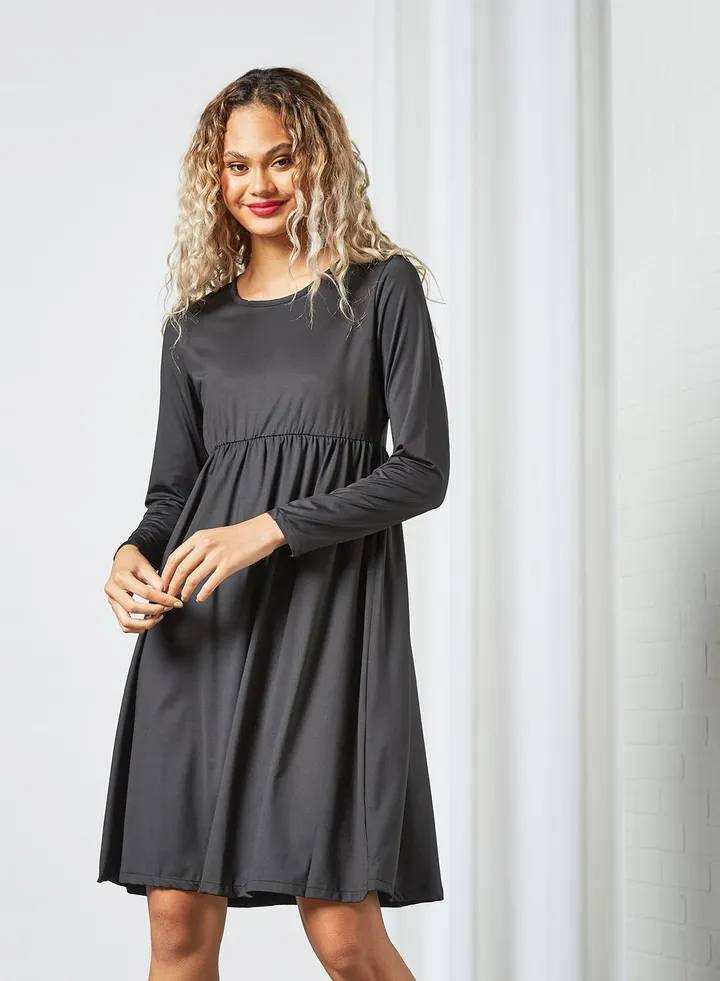 Long Sleeve Jersey Dress Black