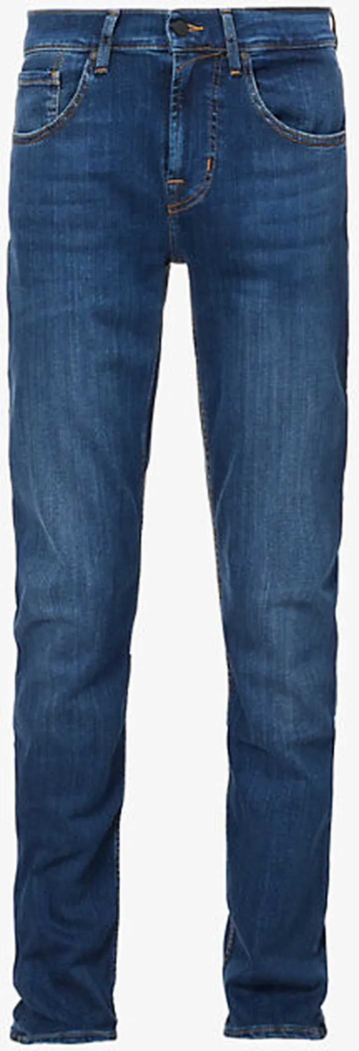 Mens Mid Blue Slimmy Tapered Luxe Performance Plus Slim-fit Tapered Jeans