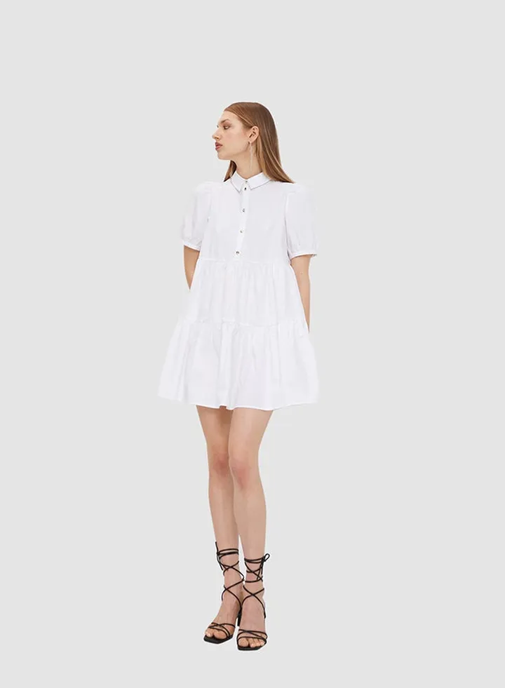 Frill Mini Dress White