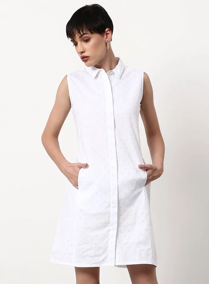 Regular Fit Casual Dress White