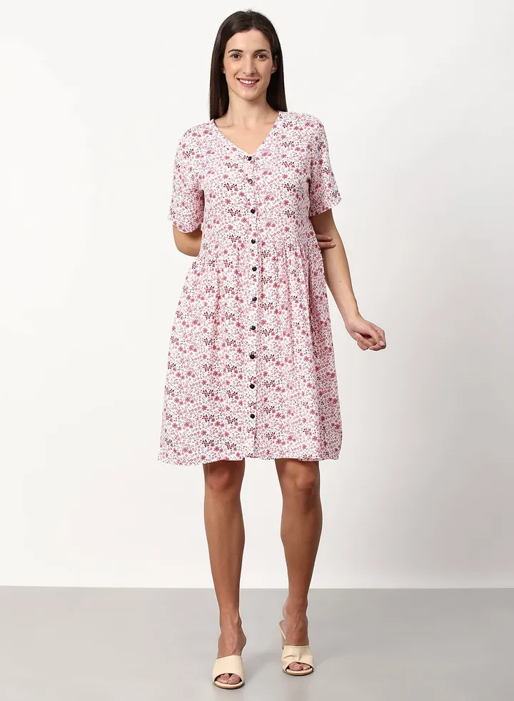 Regular Fit Casual Dress Pink