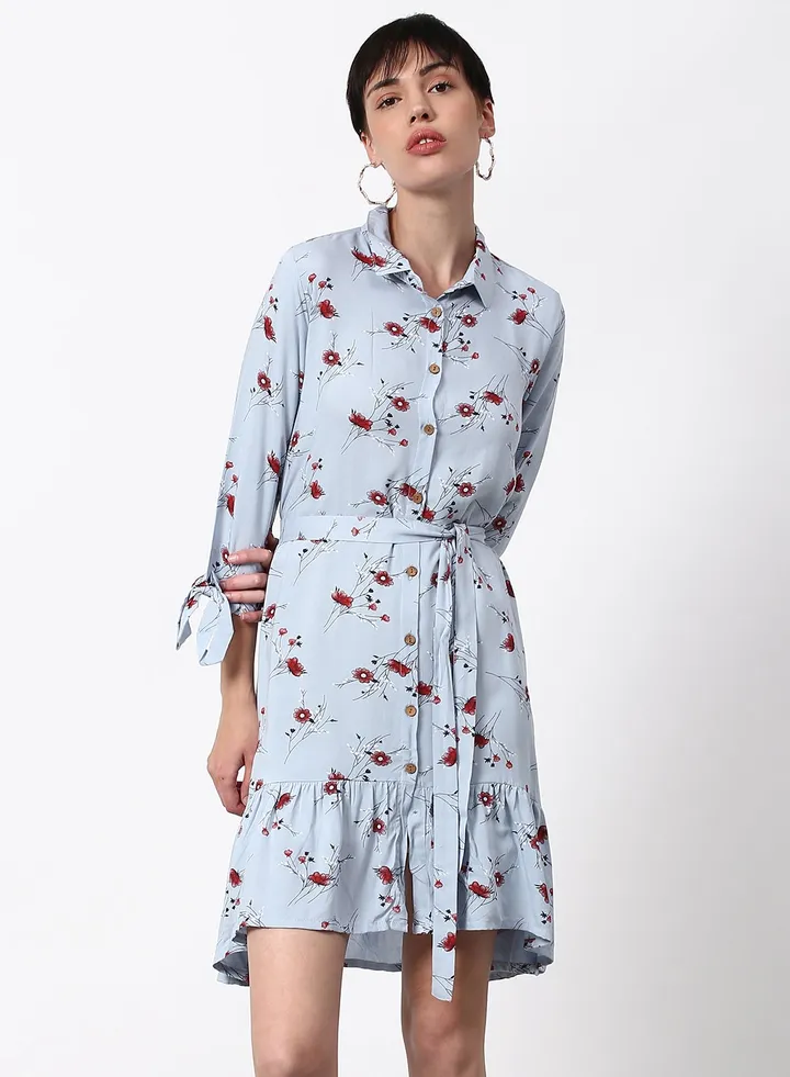 Regular Fit Casual Dress Light Blue
