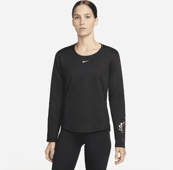 Nike Women's Therma-FIT One Graphic Long-Sleeve Top in Black