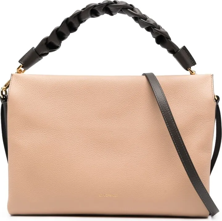 Braided-Strap Leather Tote Bag
