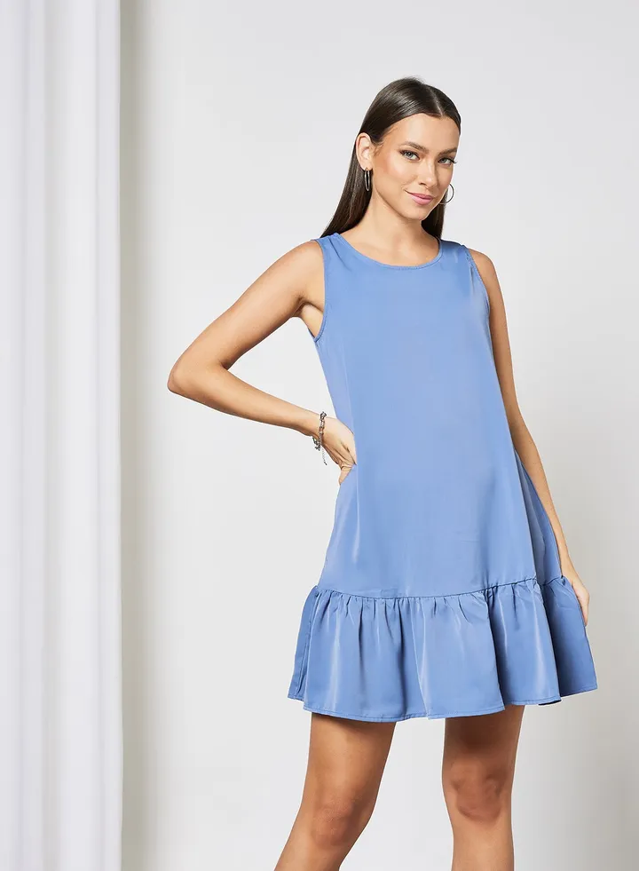 Ruffle Tunic Dress Blue
