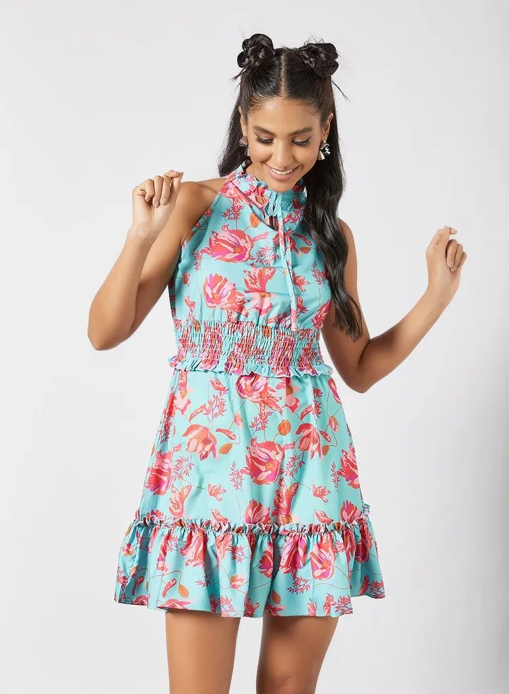 Floral Print Dress Blue