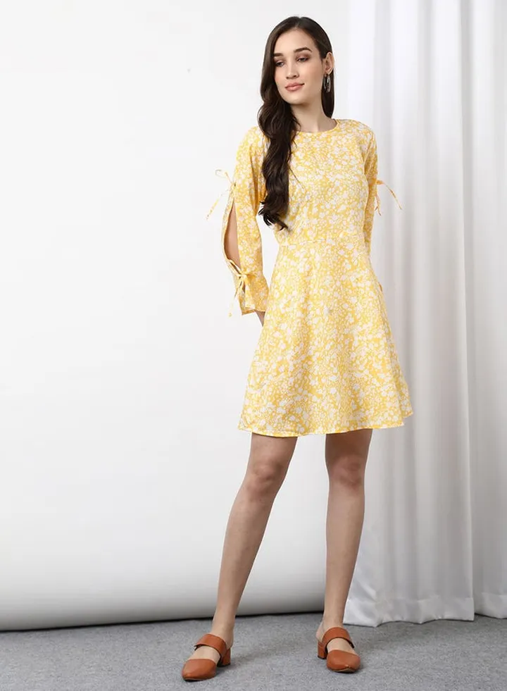 Casual Mini Dress Yellow/White