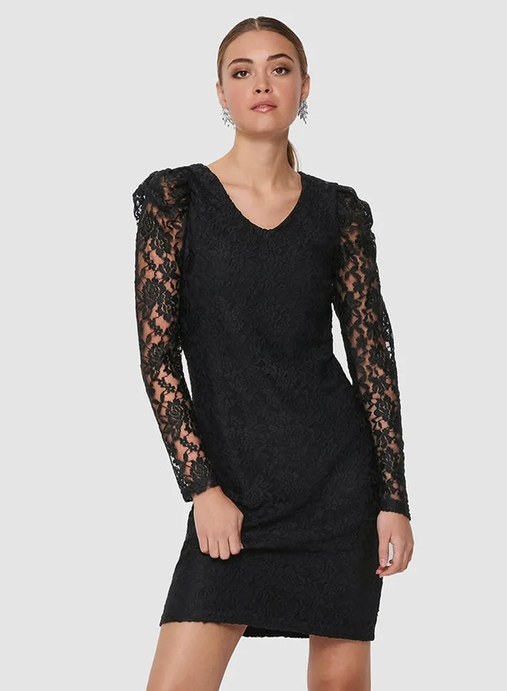 Lace Mini Dress Black