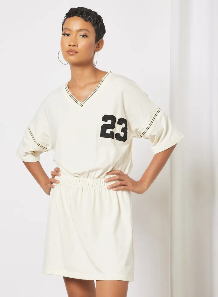 Varsity Mini Dress Off-White