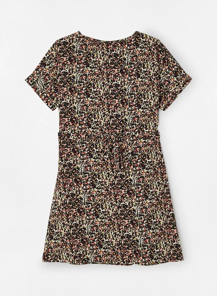 Printed Round Neck Mini Dress Multicolour
