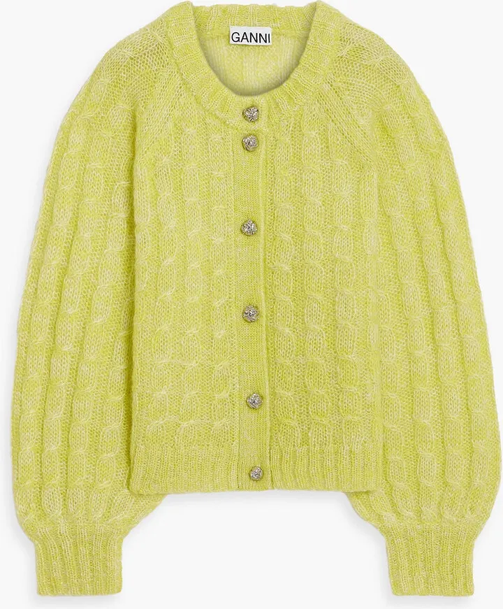 Cable-knit mohair-blend cardigan
