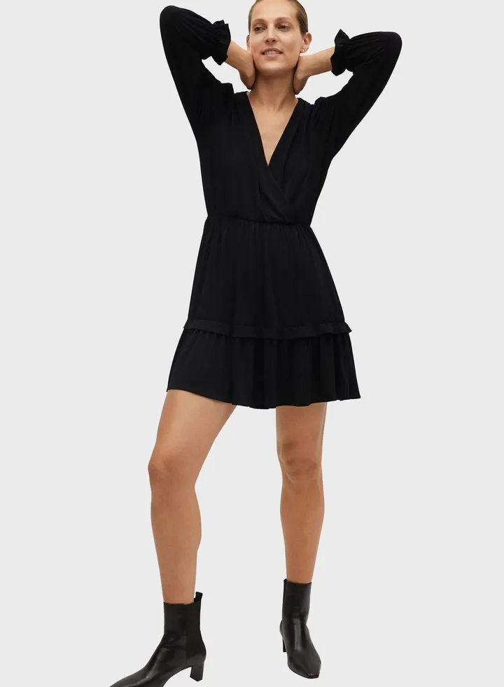 tiered surplice dress