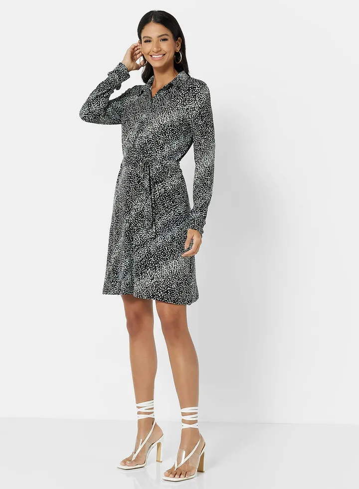 Printed Shirt Dress Jadeite(16-5304