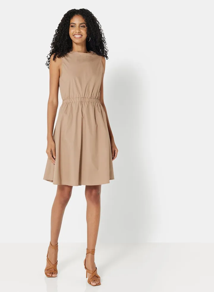 Open Back Dress Brown