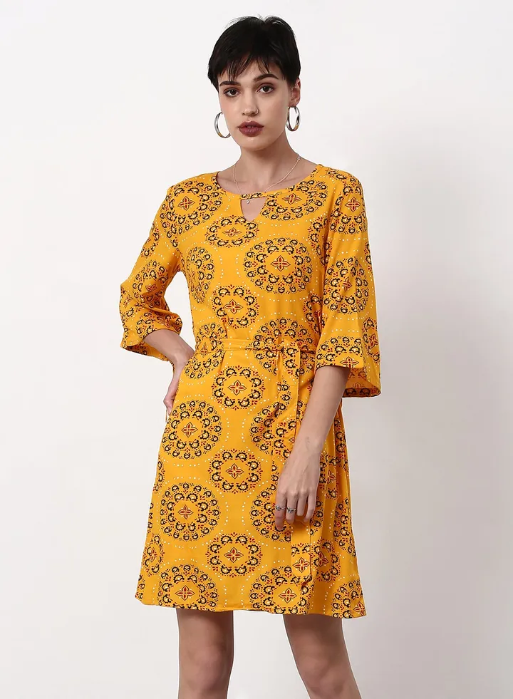 Regular Fit Casual Dress Yellow
