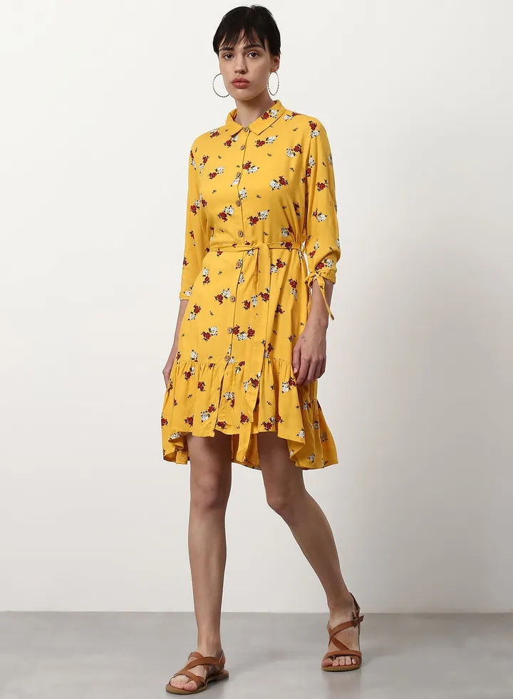Regular Fit Casual Dress Yellow