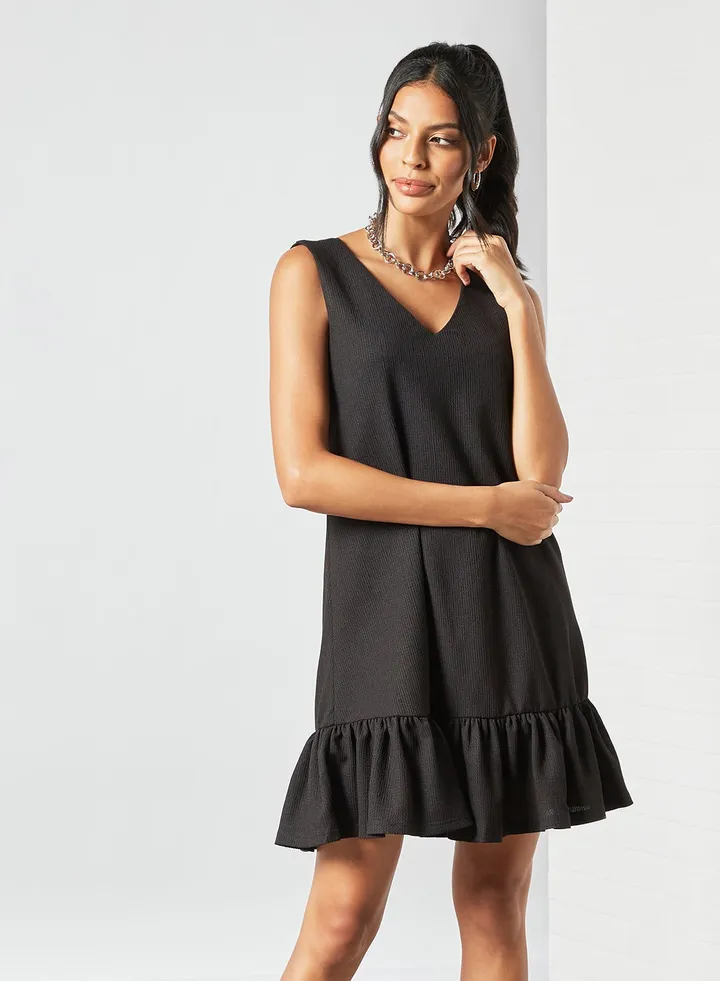 V-Neck Dress Black