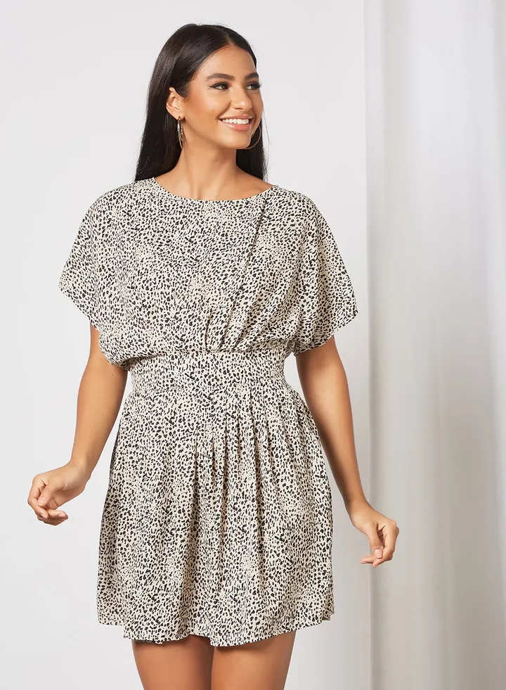 Printed Mini Dress White
