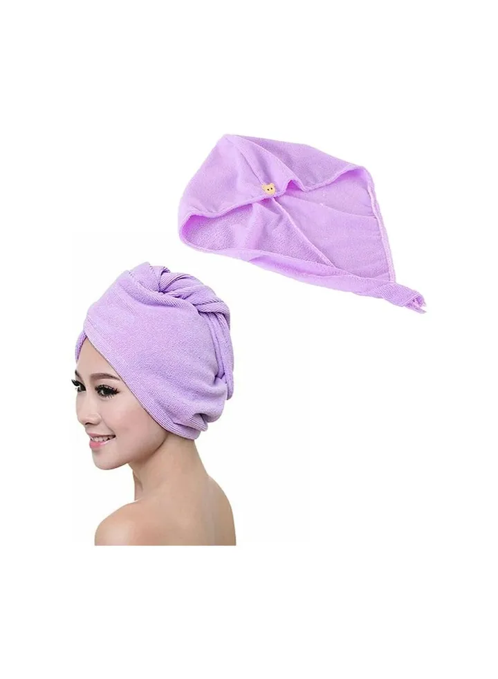 hanso Hair Drying Cap Microfiber - Quick Drying, Gentle Care, and Fun Design hair turbans for wet hair, curly hair, hair drying towel (Purple)