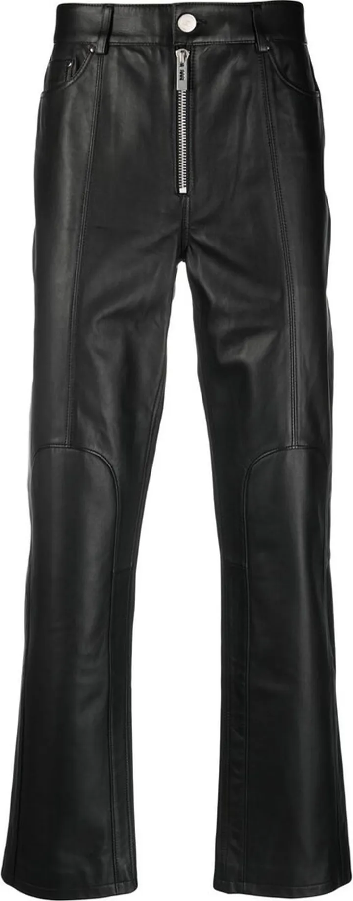Calf-Leather Straight-Leg Trousers
