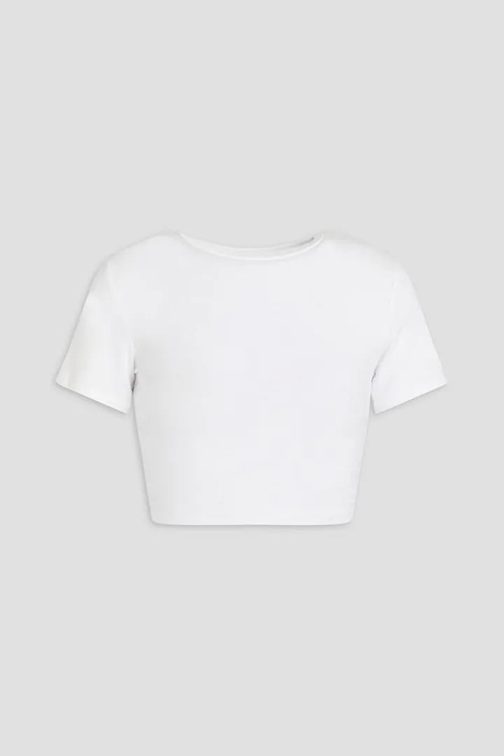 Cropped twisted stretch-jersey top