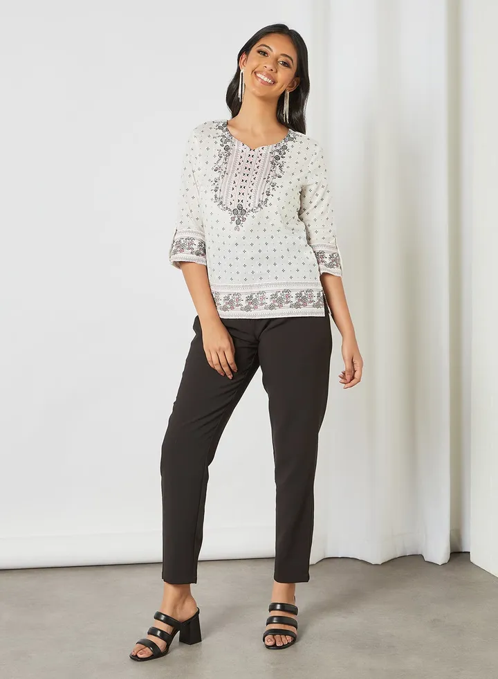 Printed Plumeti Top White