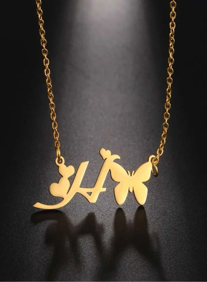18k Gold Plated Stainless Steel Necklace For Women Letter H