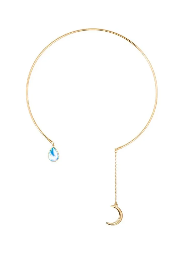 Simple Moon Drop Short Necklace