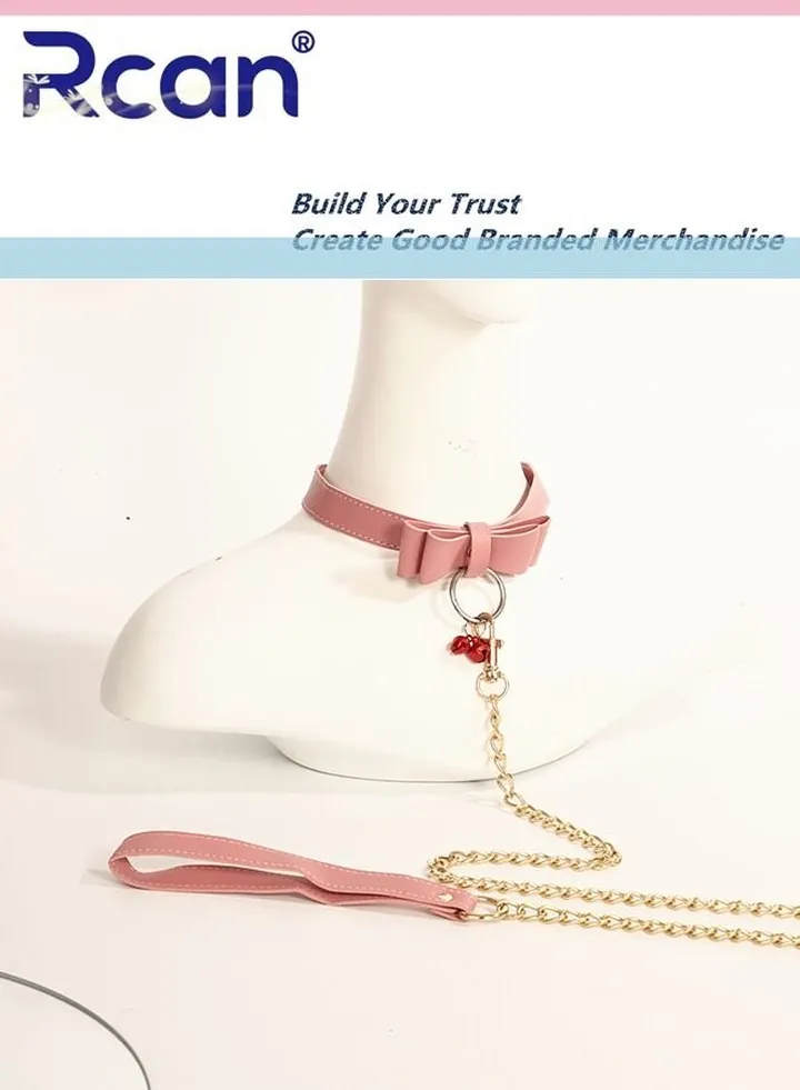 PU Leather Rock Punk Style Necklace Adjustable Neck Strap with Chain Choker for Women Bow Tie Neck Ornament for Club Festival Party