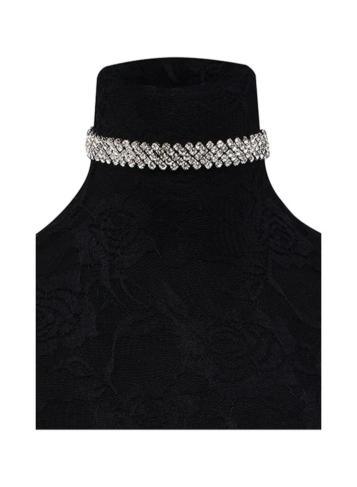 Fully Rhinestones Decor Choker Necklace