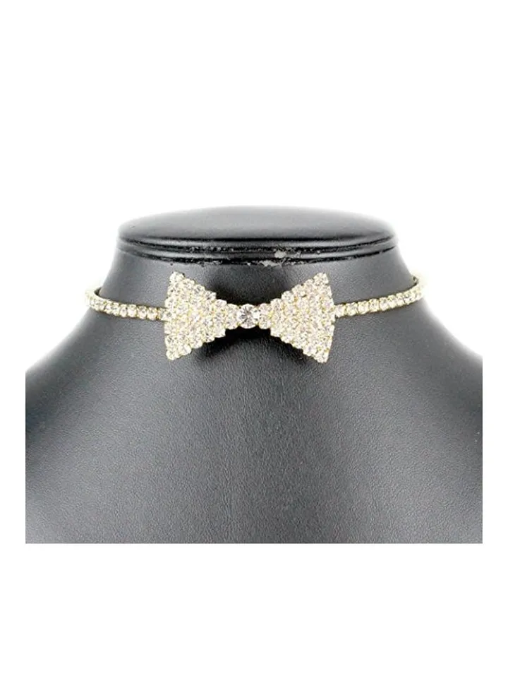 Brass Austrian Rhinestone Studded Choker Necklace