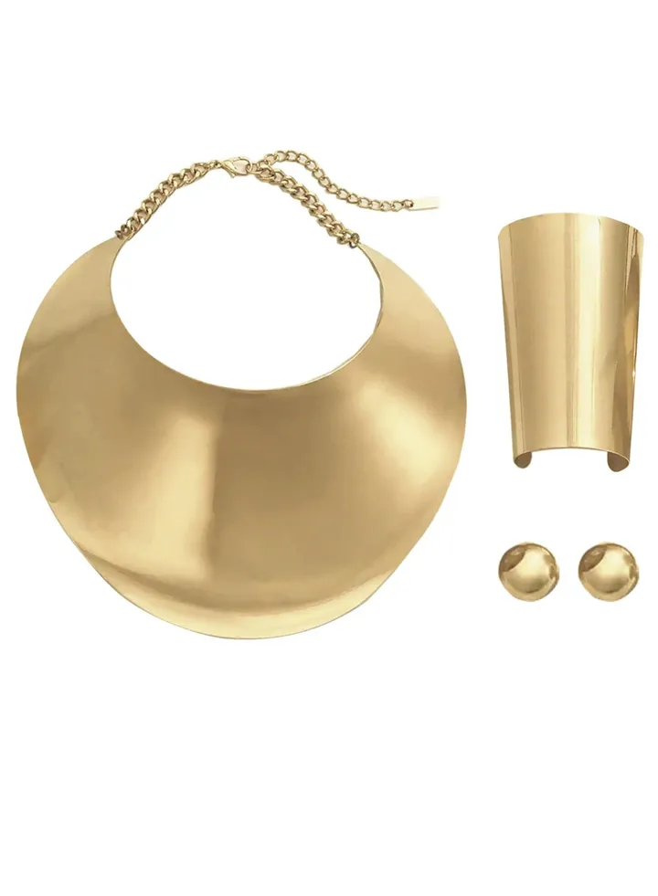 African Necklaces for Women Gold Hoop Earrings Set Chunky Gold Silver Choker Necklace Statement Egyptian Jewelry for Women Men Gold Costume Jewelry Sets Necklace Jewelry Gift for Girls