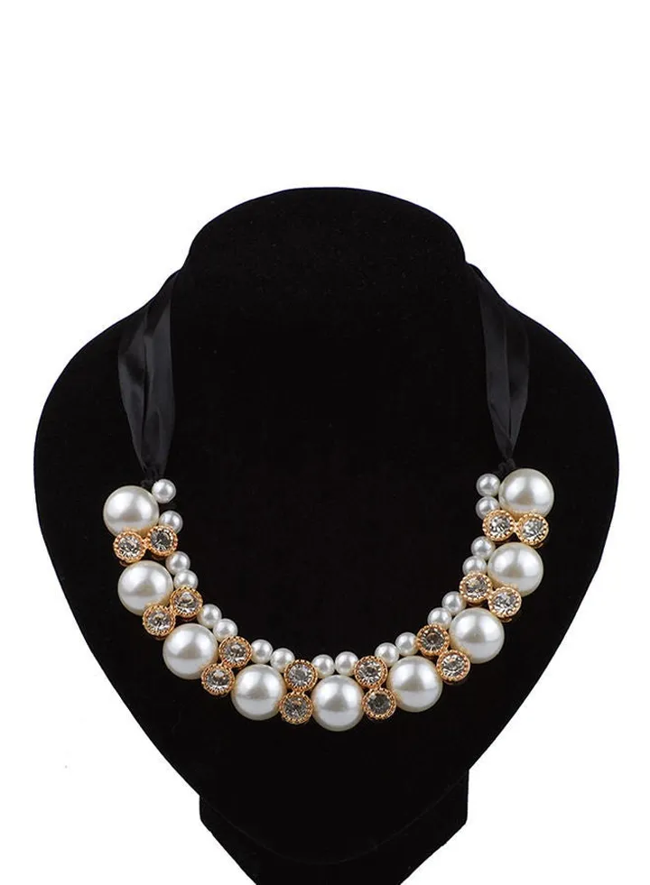 Pearl Diamond Choker Necklace Ivory/Gold