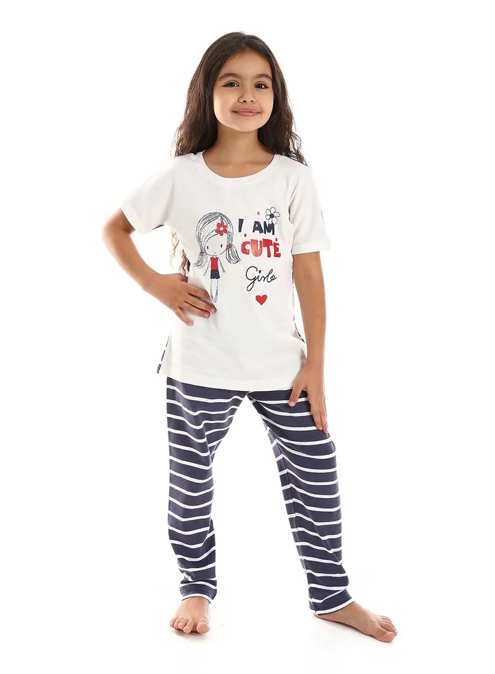 Printed Top With Pants Pajama Set