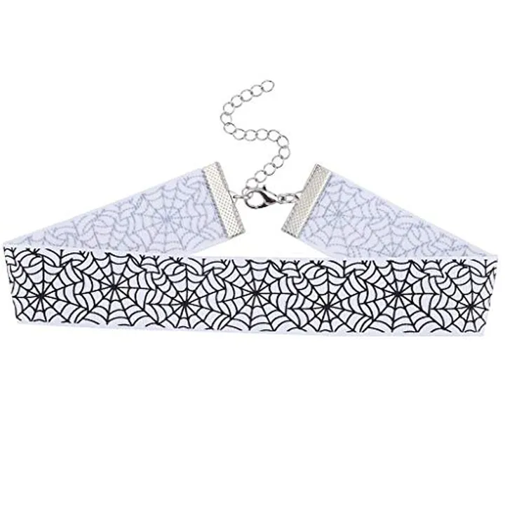 Brass Spider Web Halloween Choker Necklace